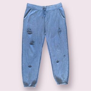 Aerie Distressed Joggers Light Blue